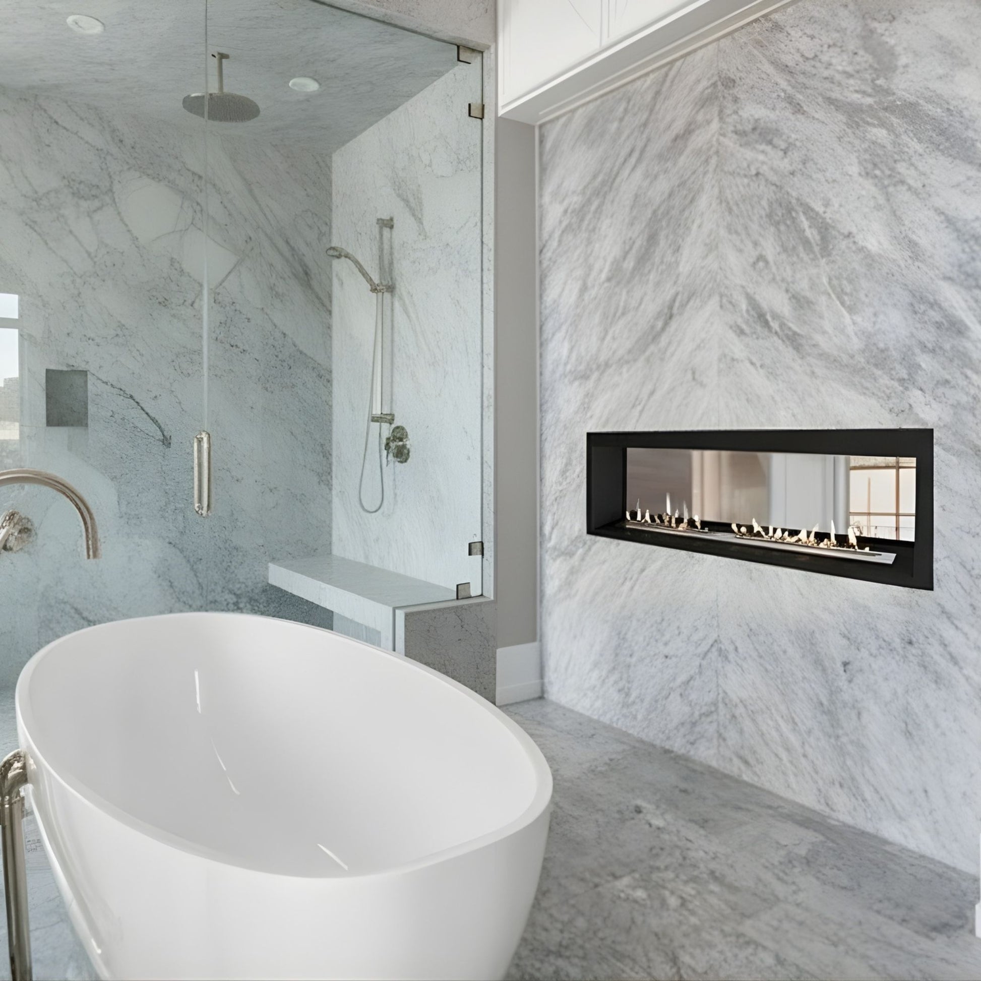 Kamineinsatz mit Eckansicht