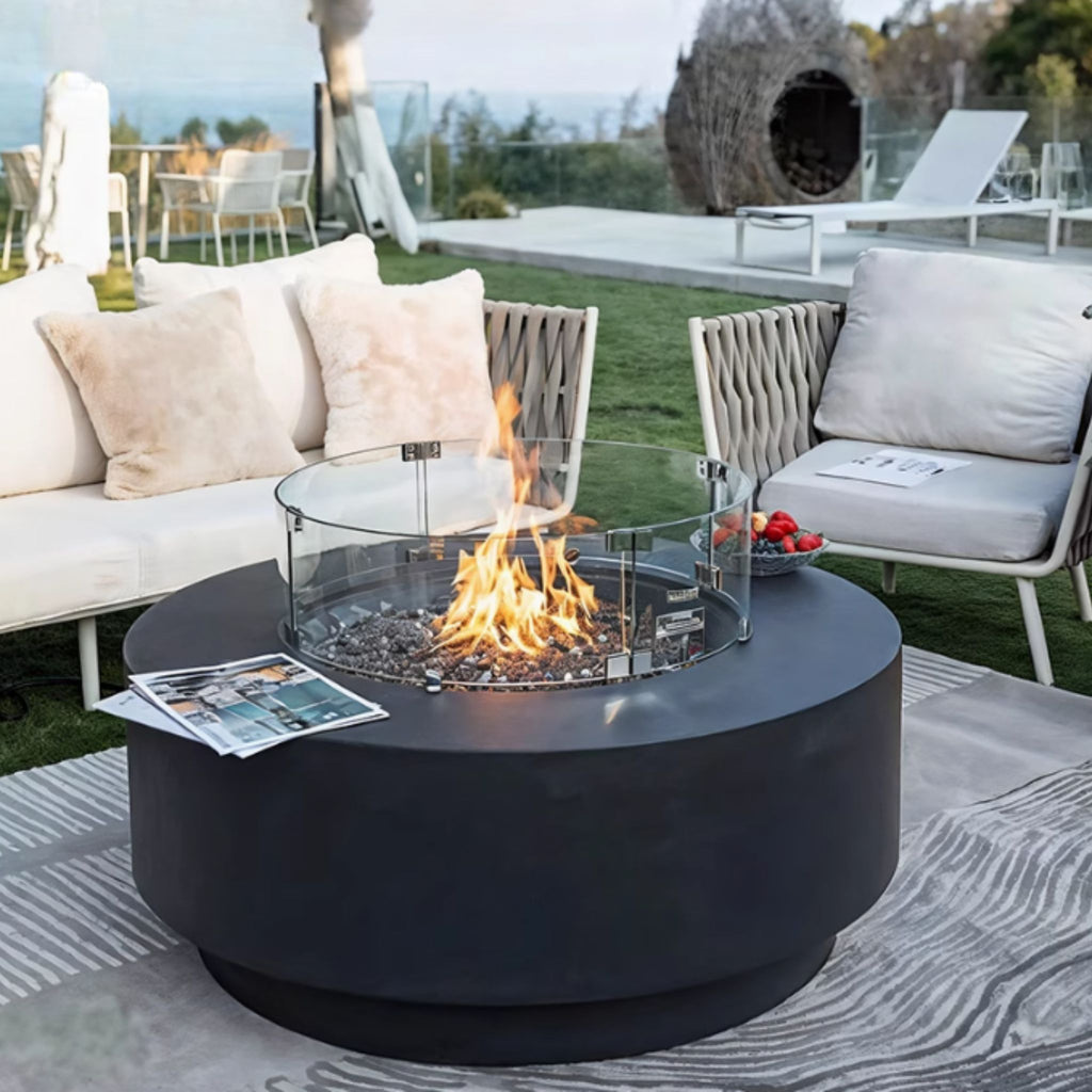 60cm Round Black Ethanol Burner