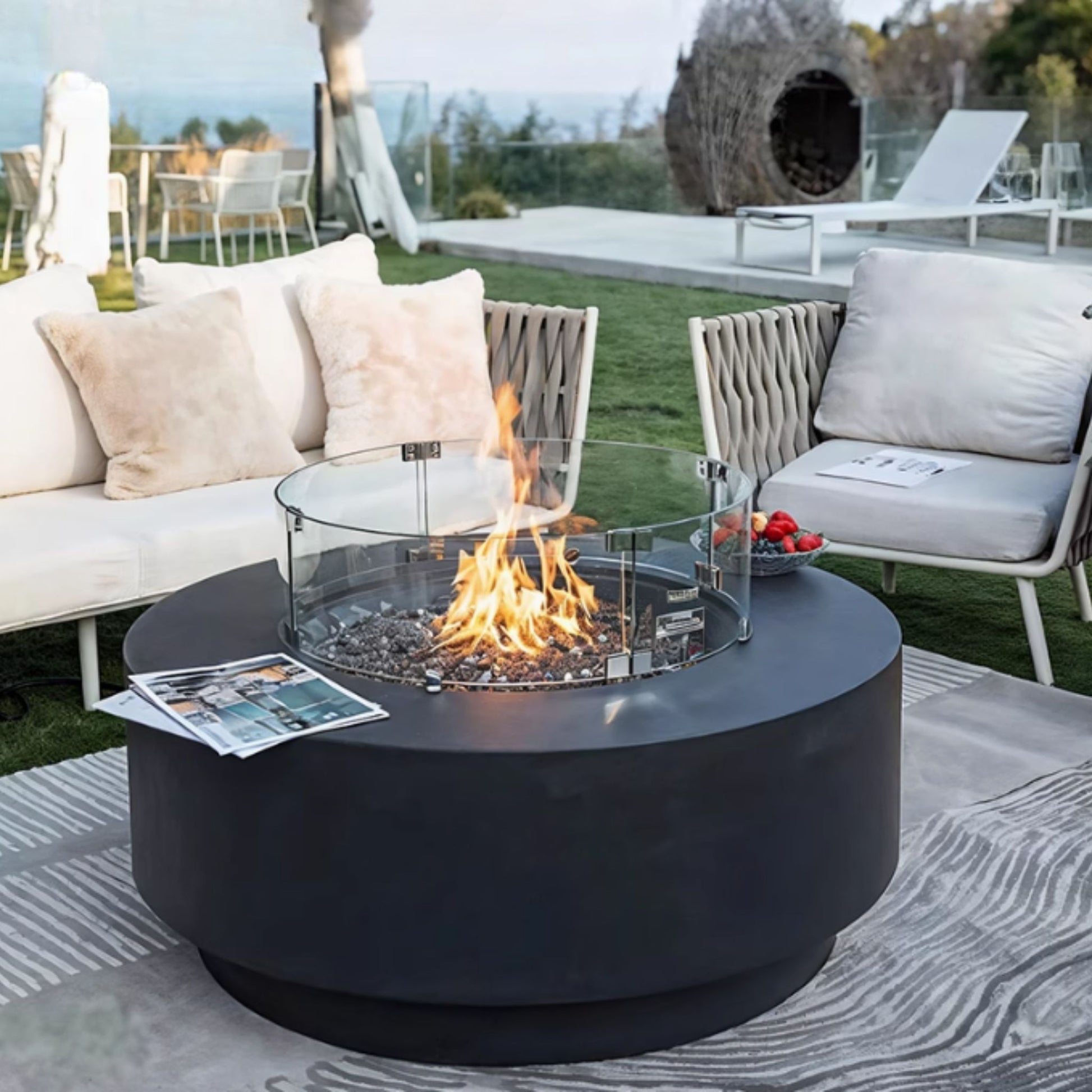 60cm Round Black Ethanol Burner