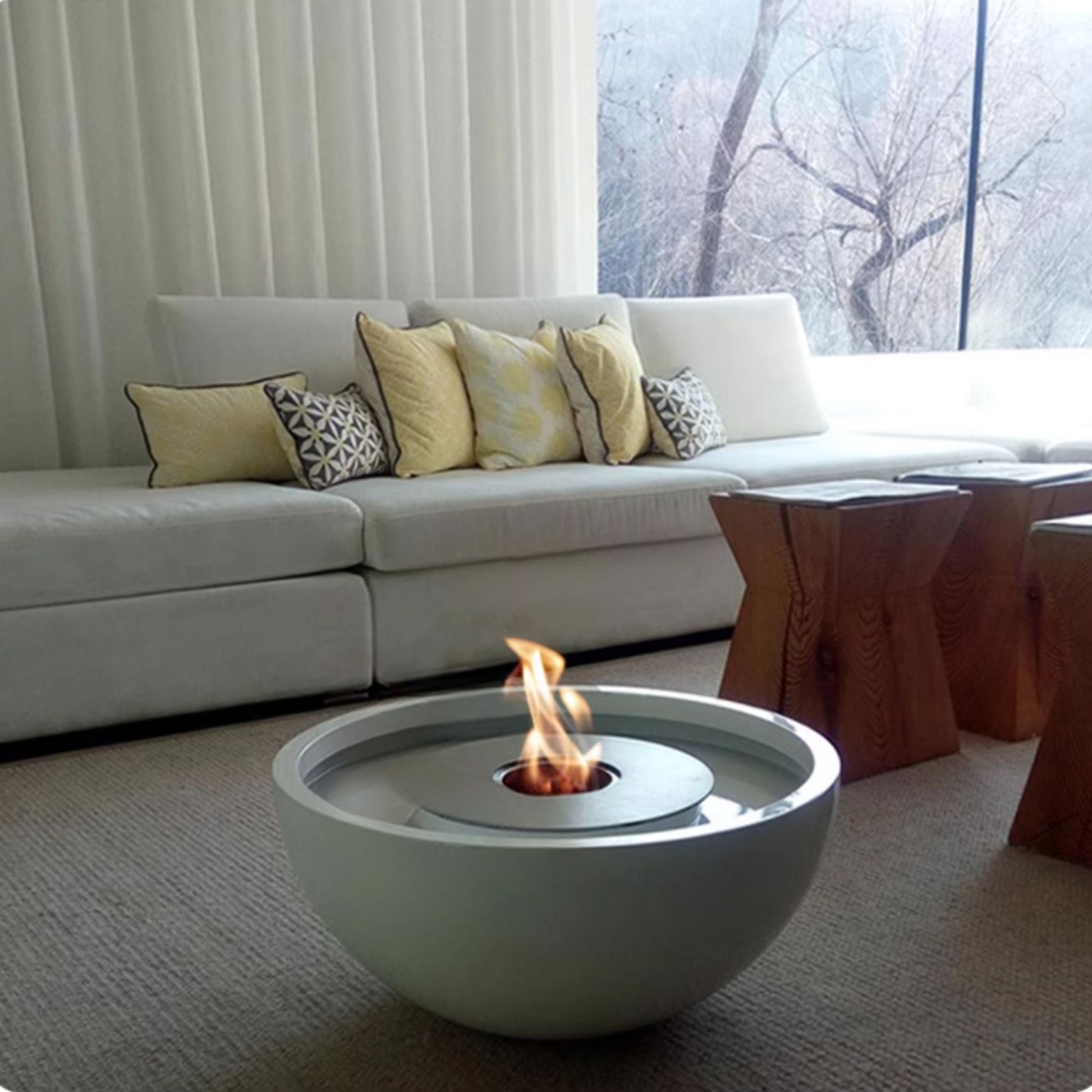 60cm Round Black Ethanol Burner