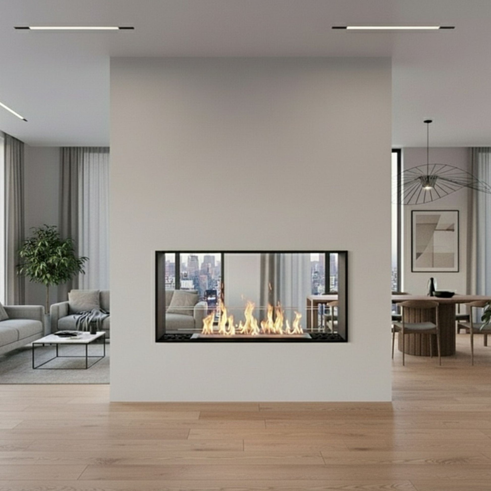 Insert de cheminée d'angle