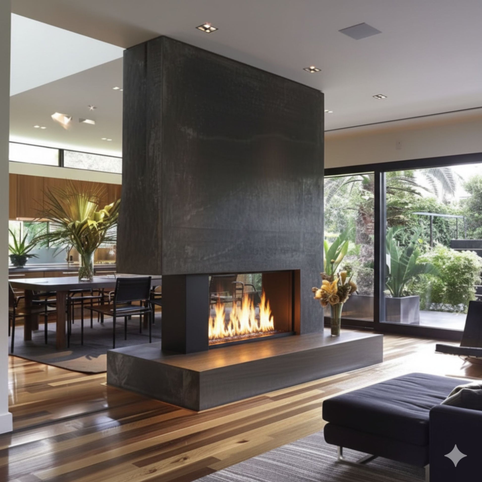 Insert de cheminée d'angle