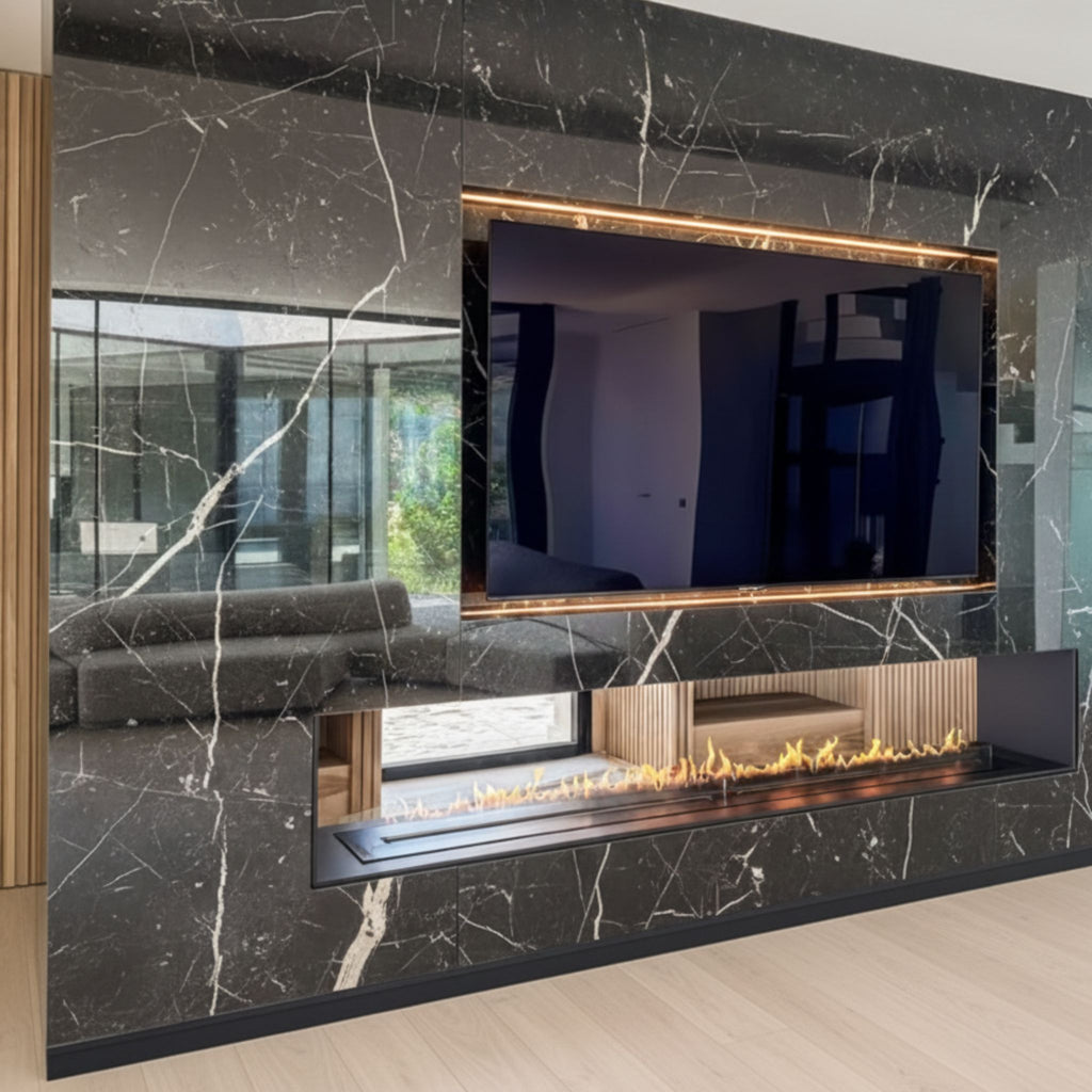 Insert de cheminée d'angle