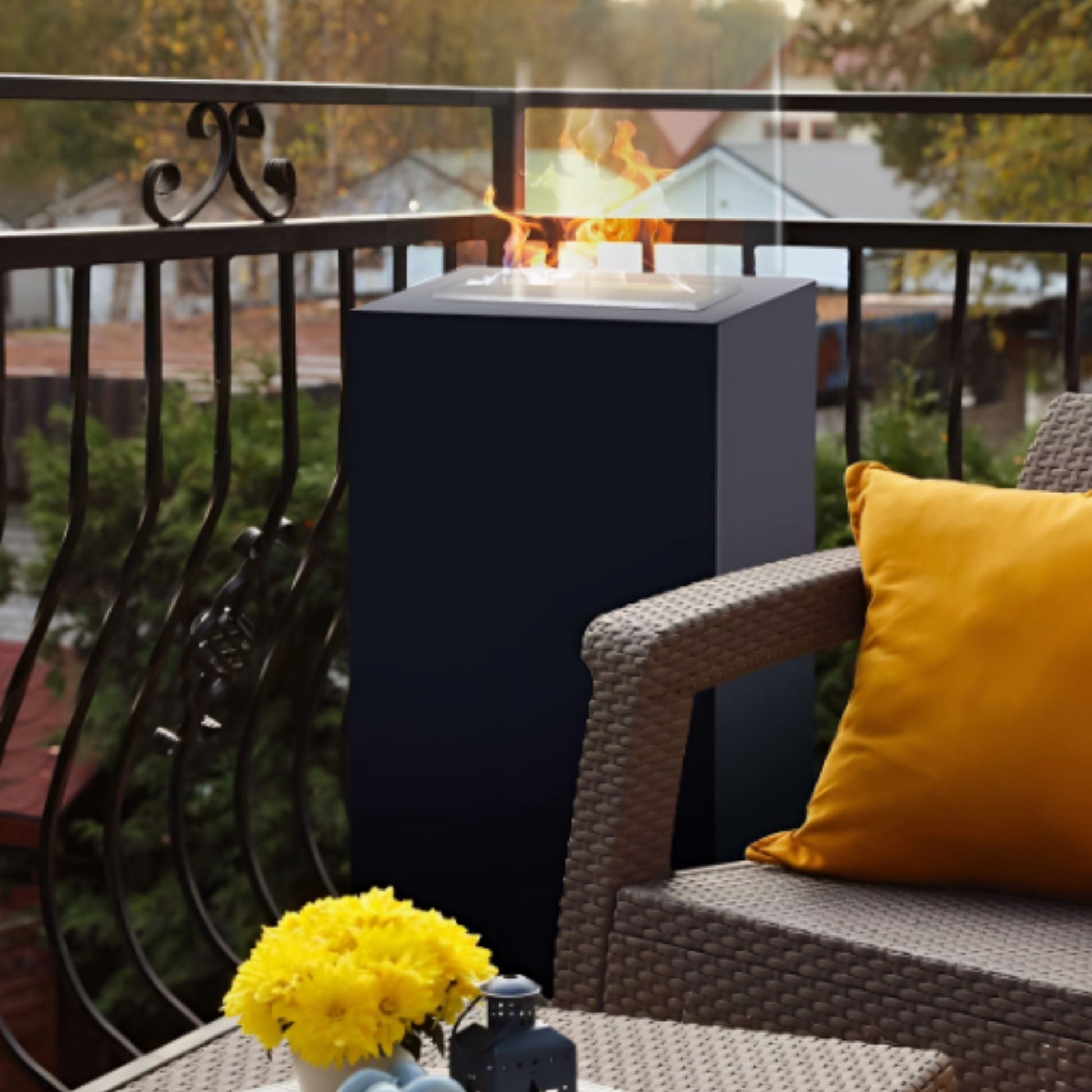Allia Freestanding Fireplace Black